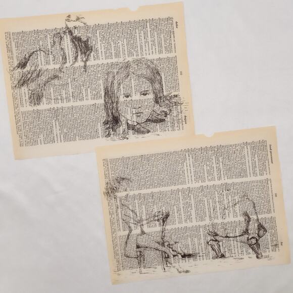 Alice in Wonderland Dictionary Prints 3, Black and White Alice Prints - Picture 5 of 6